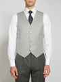 Grey Gabardine Wool Single Breasted Waistcoat