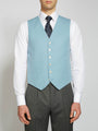 Pale Blue Gabardine Wool Single Breasted Waistcoat