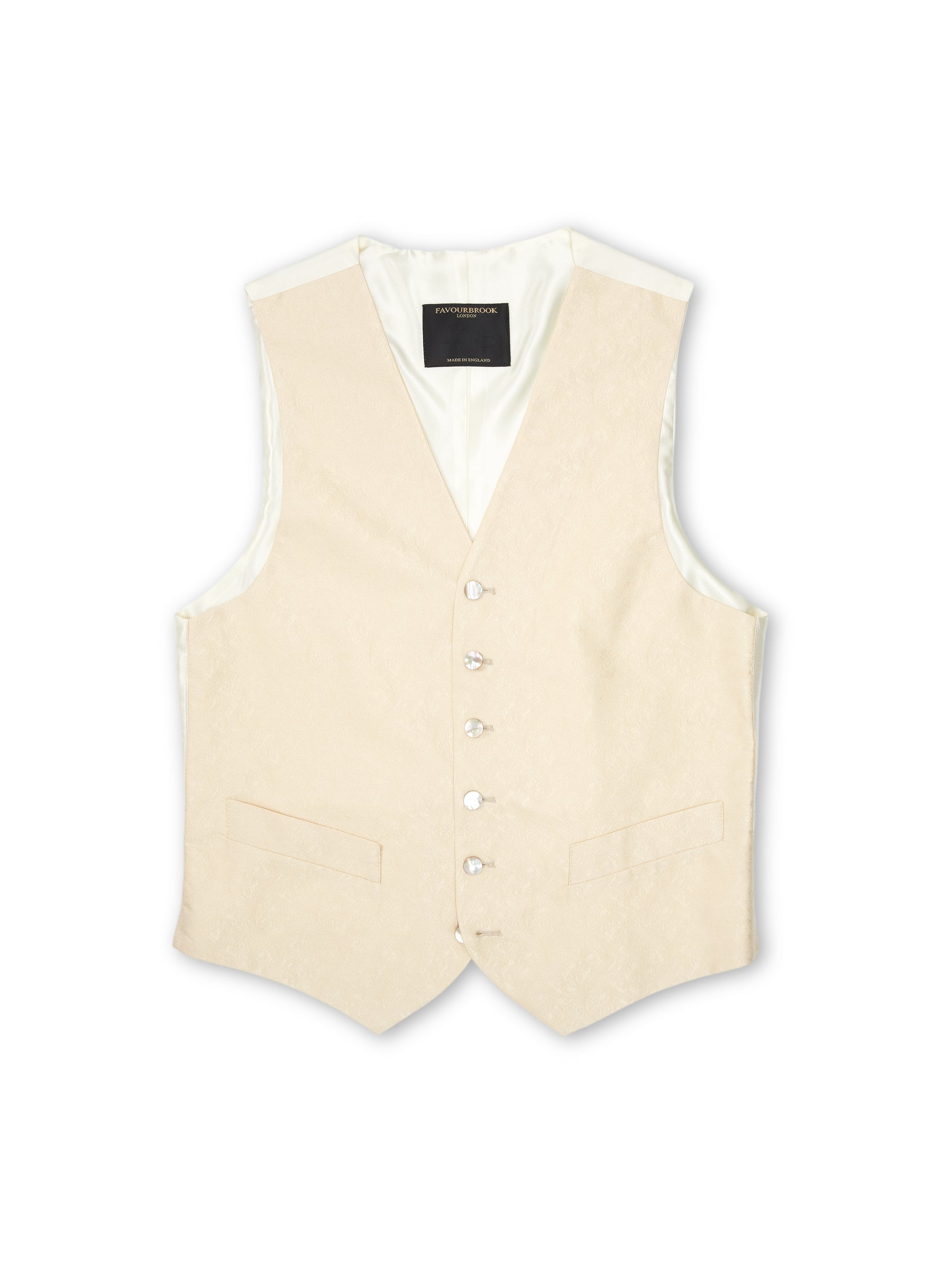 Champagne Romanoff Silk Single Breasted Waistcoat