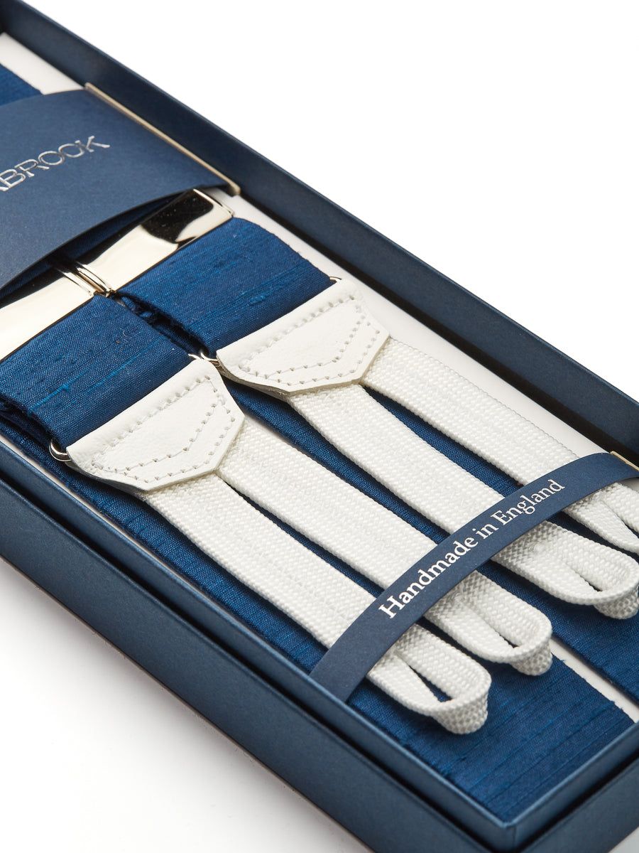French Navy Douppion Silk Braces