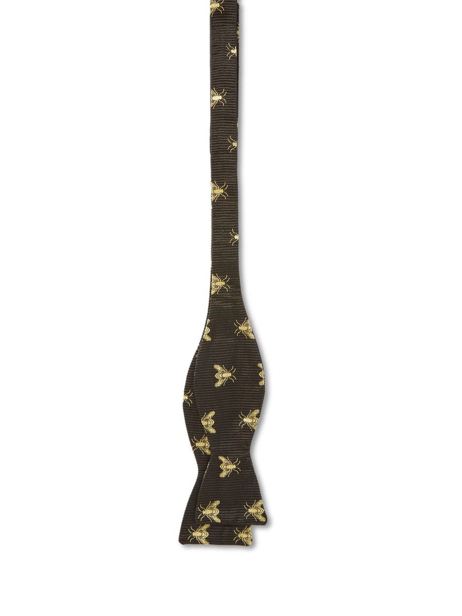 Black Gold Bees Silk Bow Tie