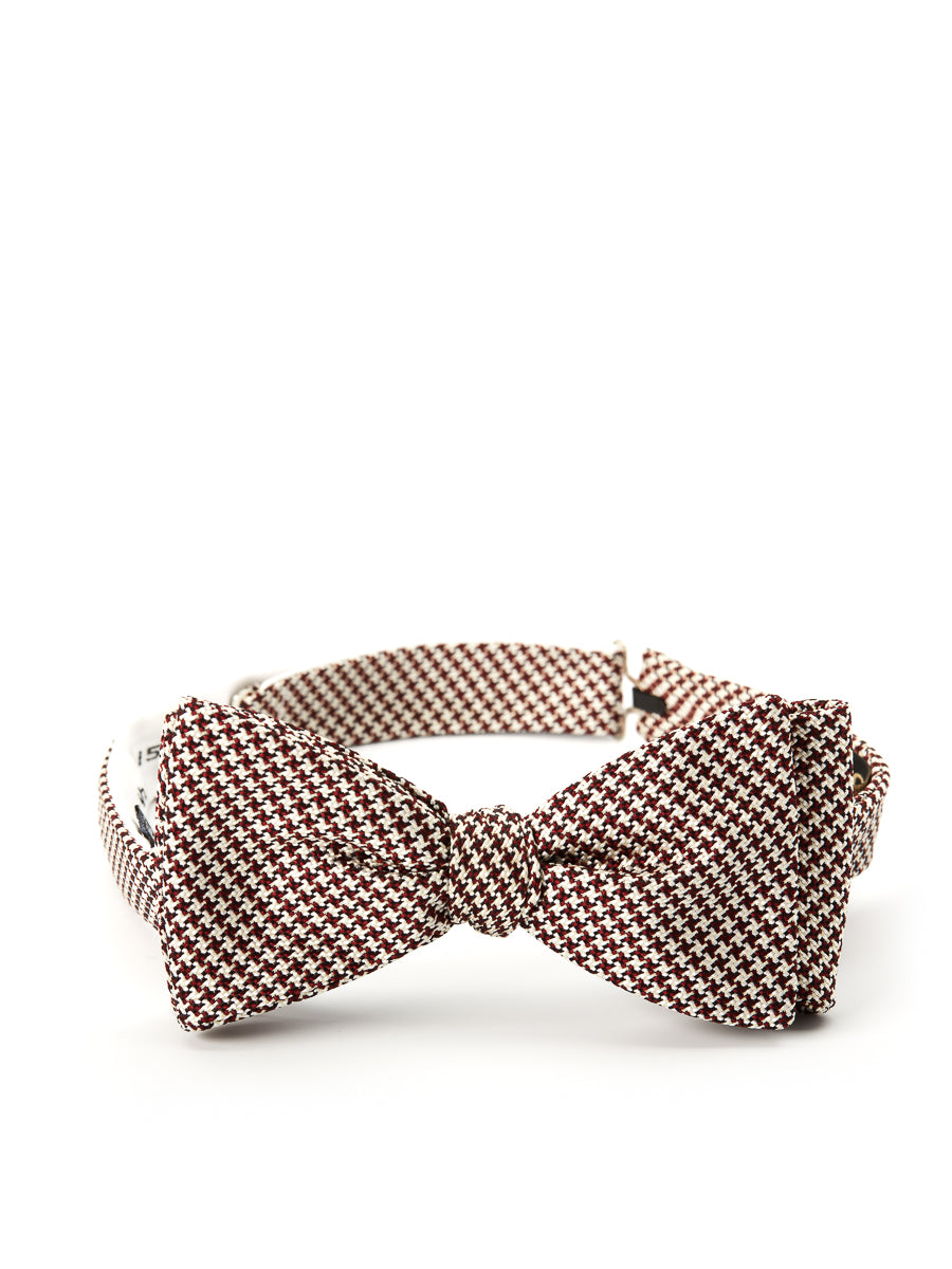 Wine Briand Check Silk Bow Tie