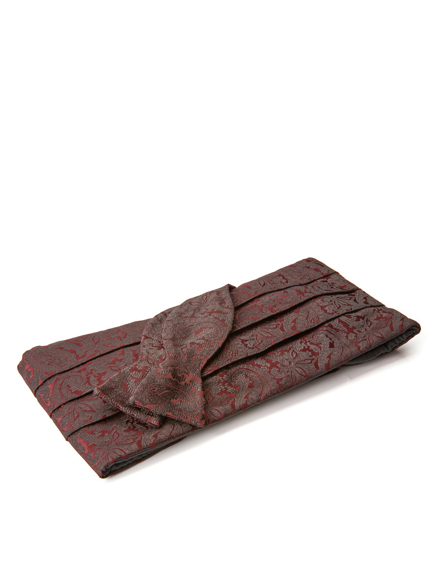 Burgundy Albert Silk Pleated Cummerbund & Bow Tie Set