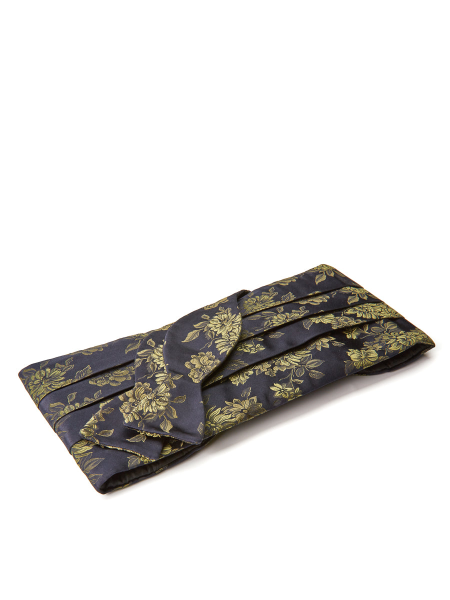 Olive Bourgainville Silk Pleated Cummerbund & Bow Tie Set