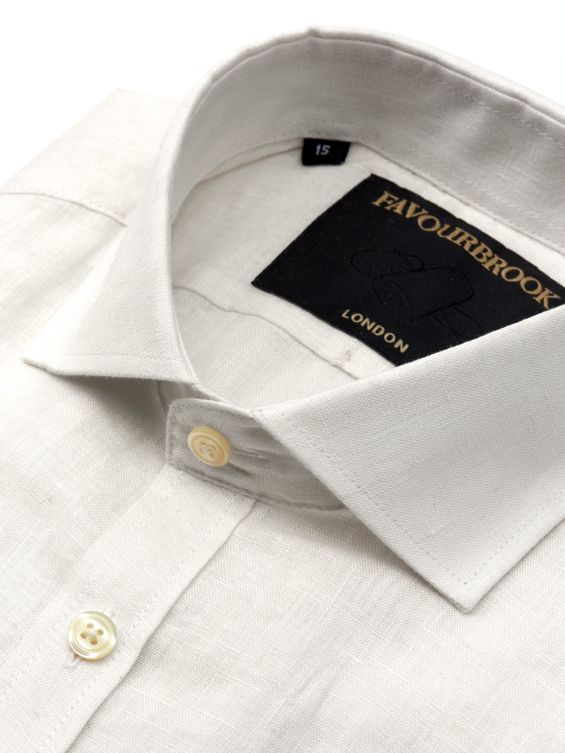 Ivory Colne Linen Cutaway Collar Shirt