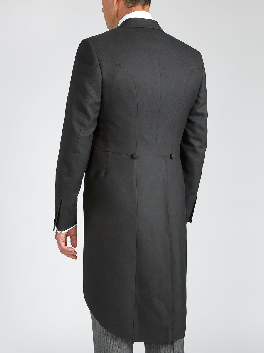 Black Windsor Herringbone Wool Morning Coat