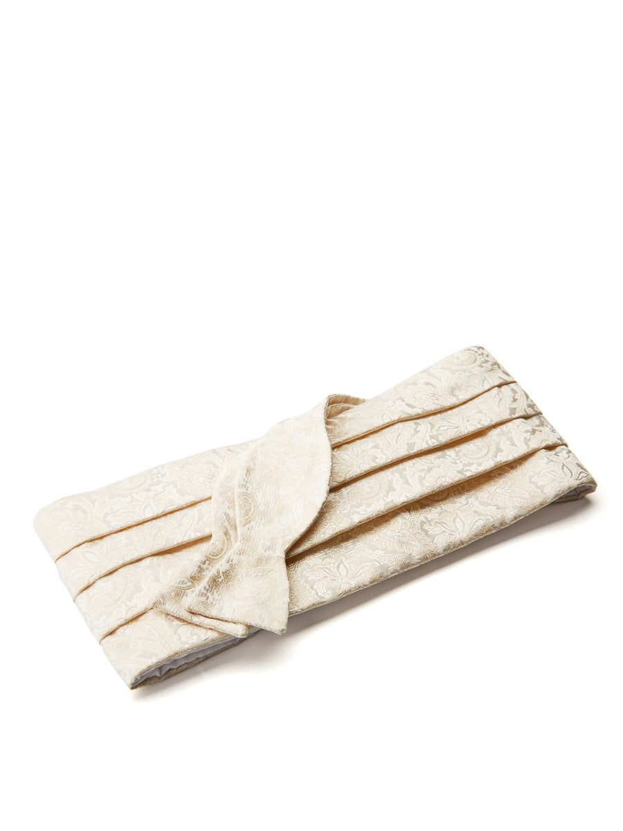 Ivory Albert Silk Pleated Cummerbund & Bow Tie Set