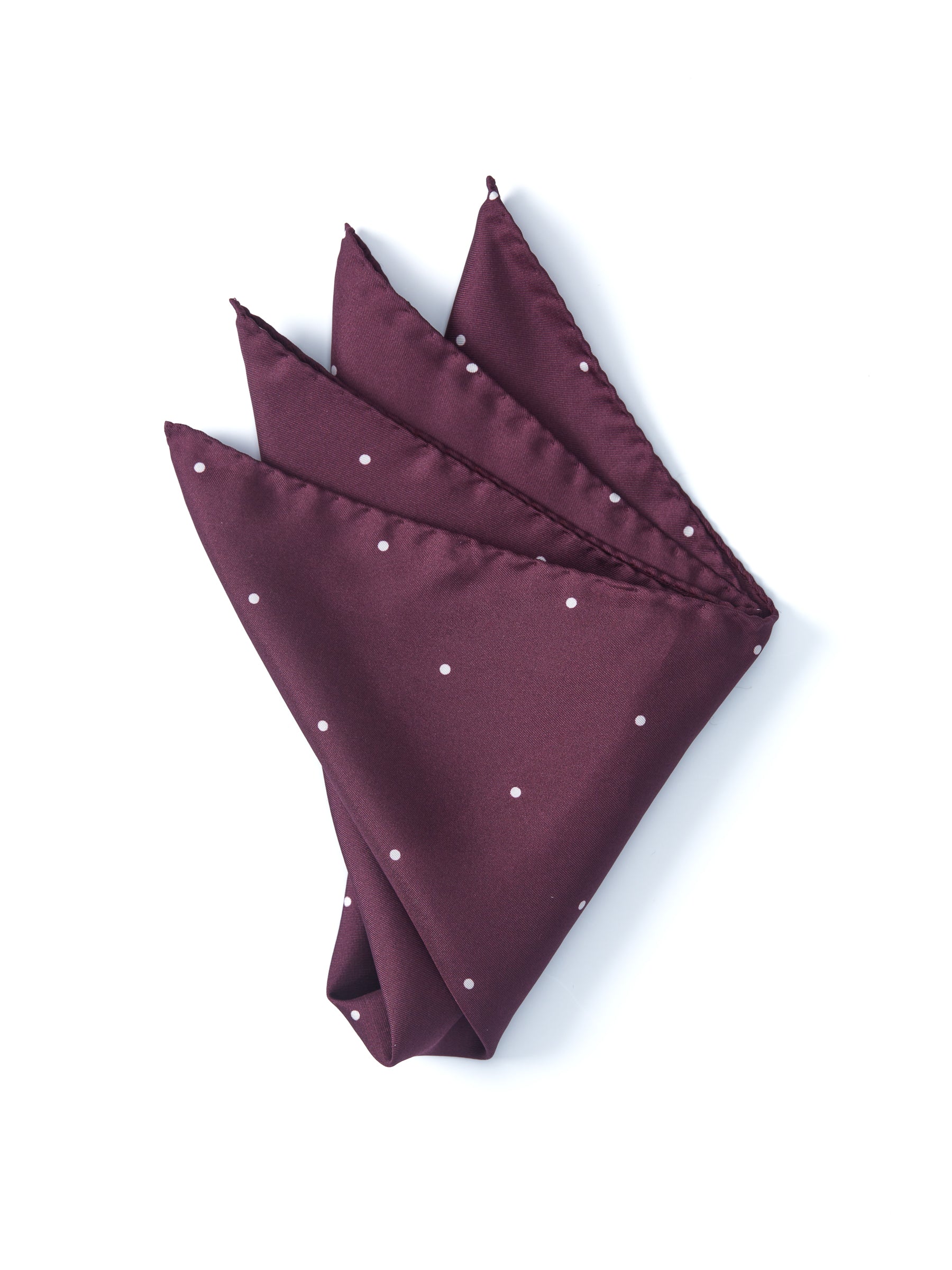 Burgundy Spot Silk Pocket Square