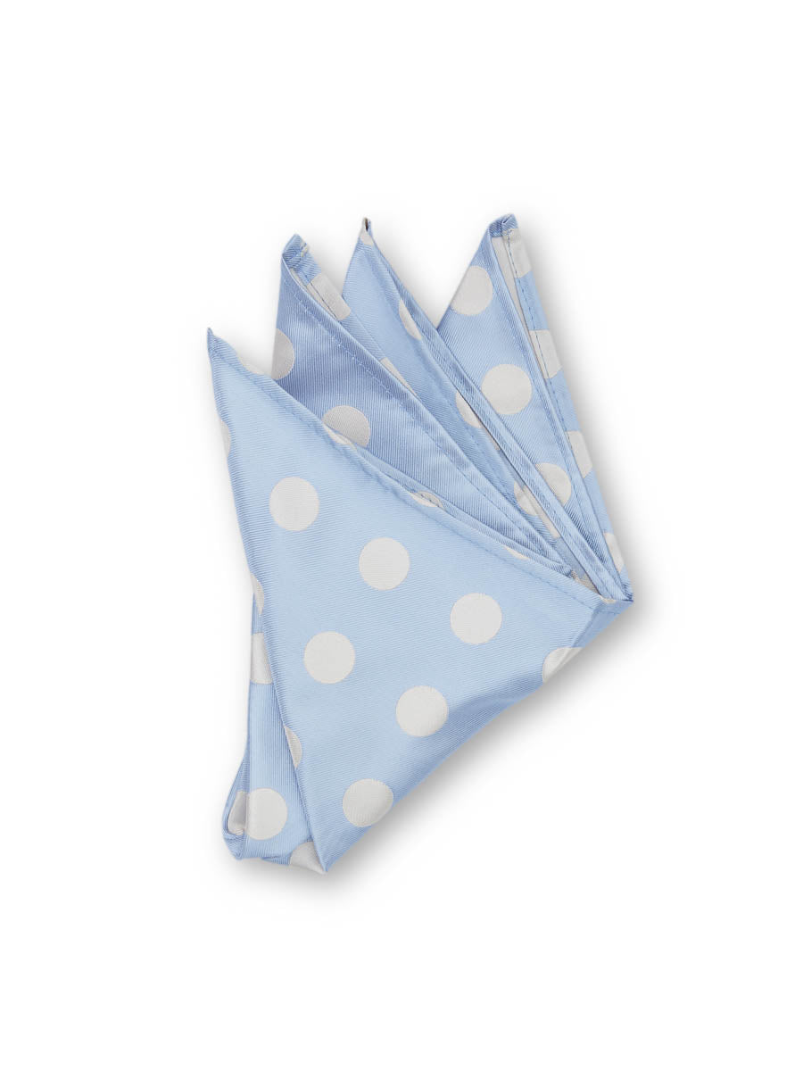 Cambridge Spot Sky/Cream Silk Pocket Square