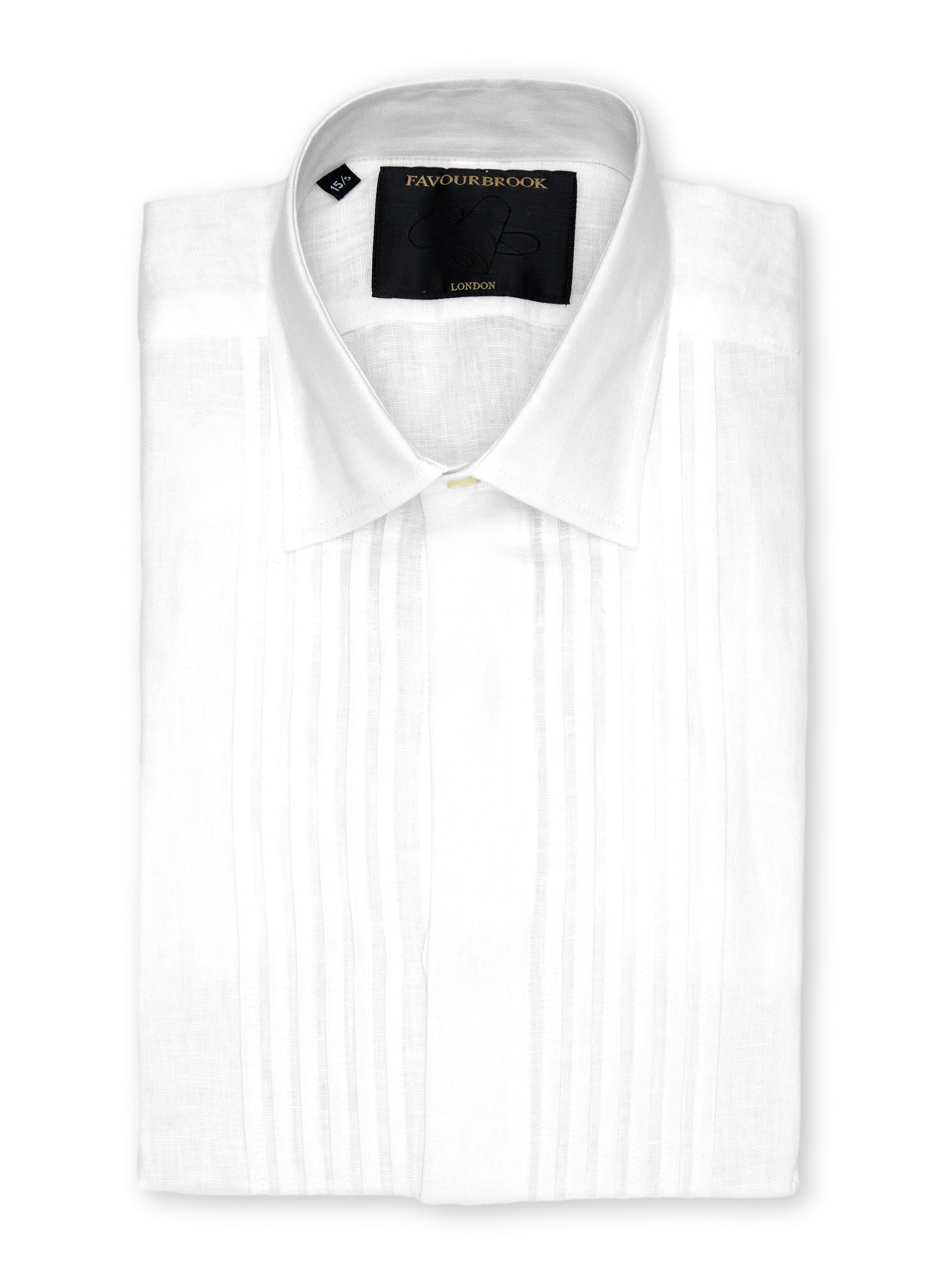 White Colne Linen Pintuck Dress Shirt