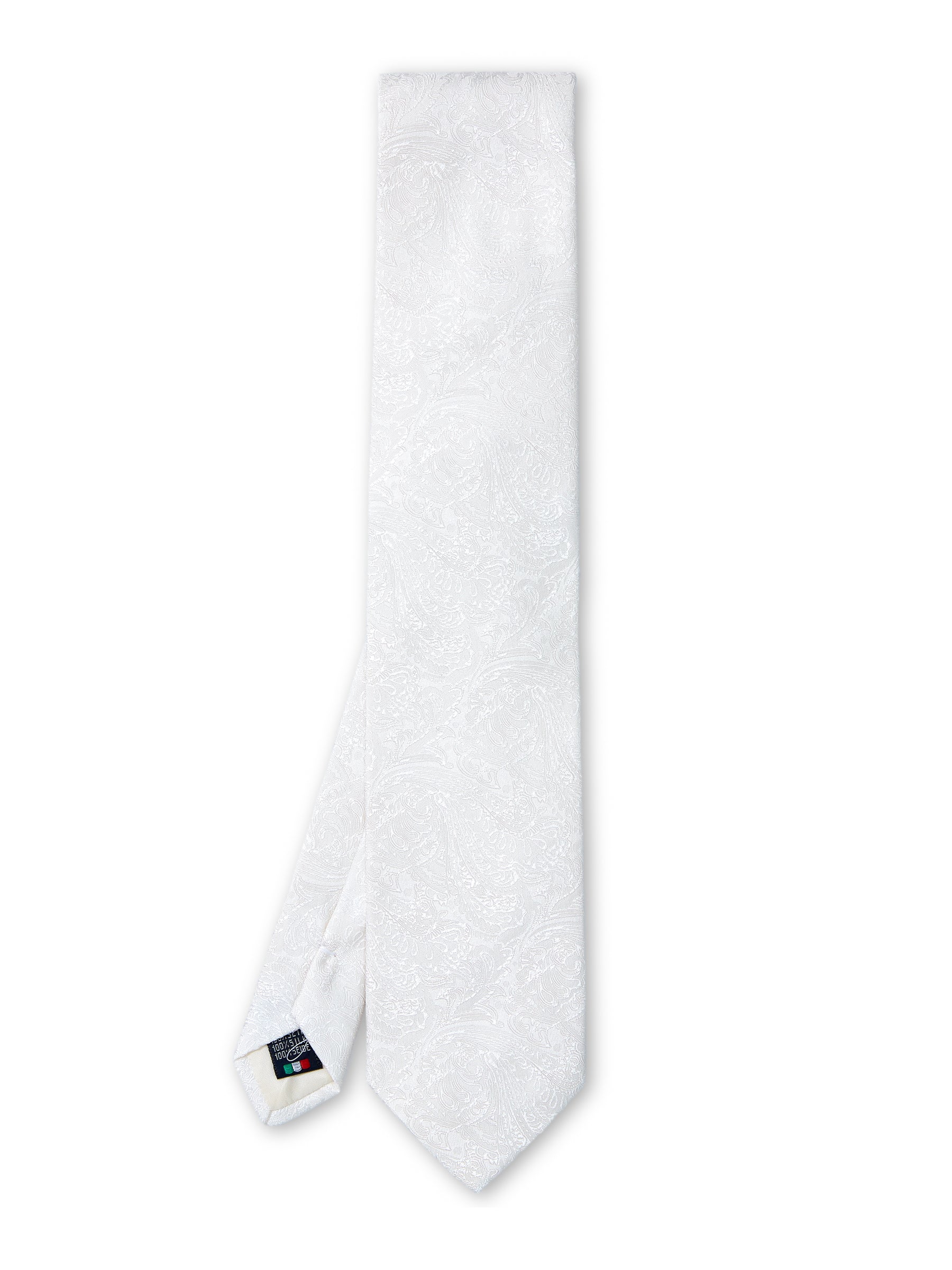 White Paisley Silk Tie