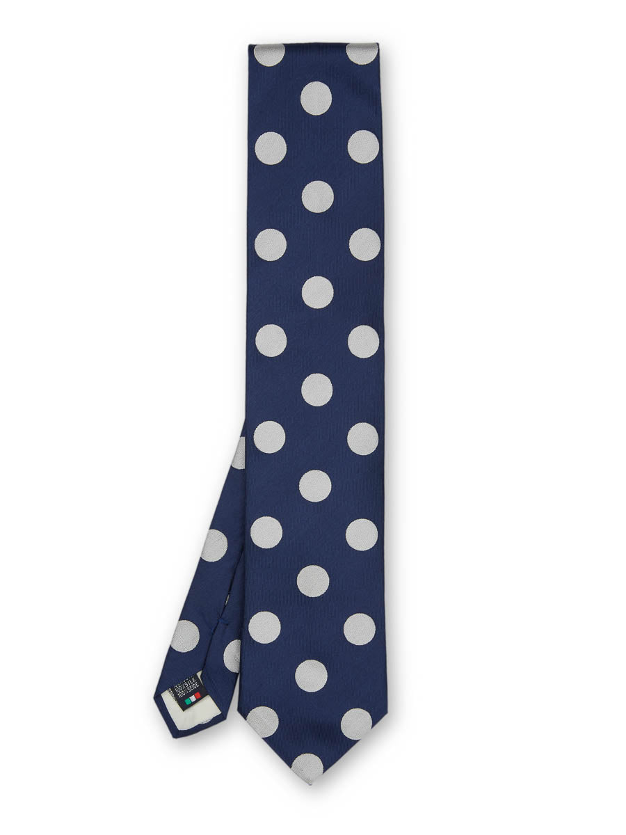 Cambridge Spot Navy/Silver Silk Tie