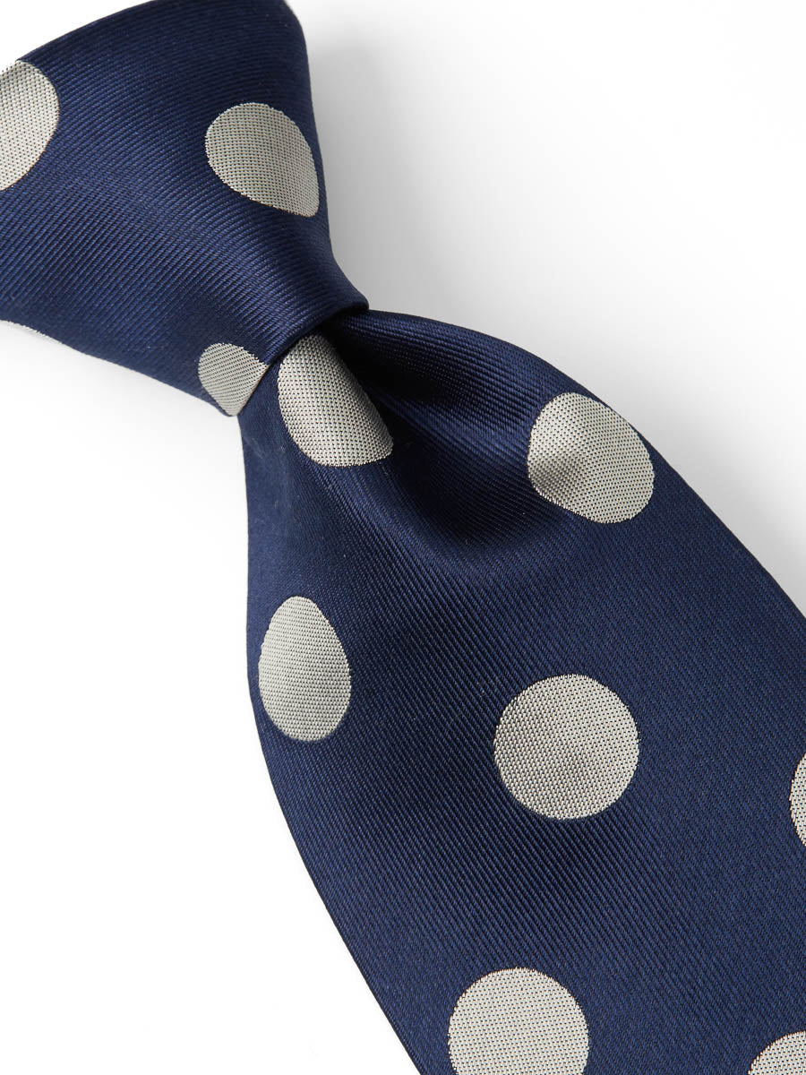 Cambridge Spot Navy/Silver Silk Tie