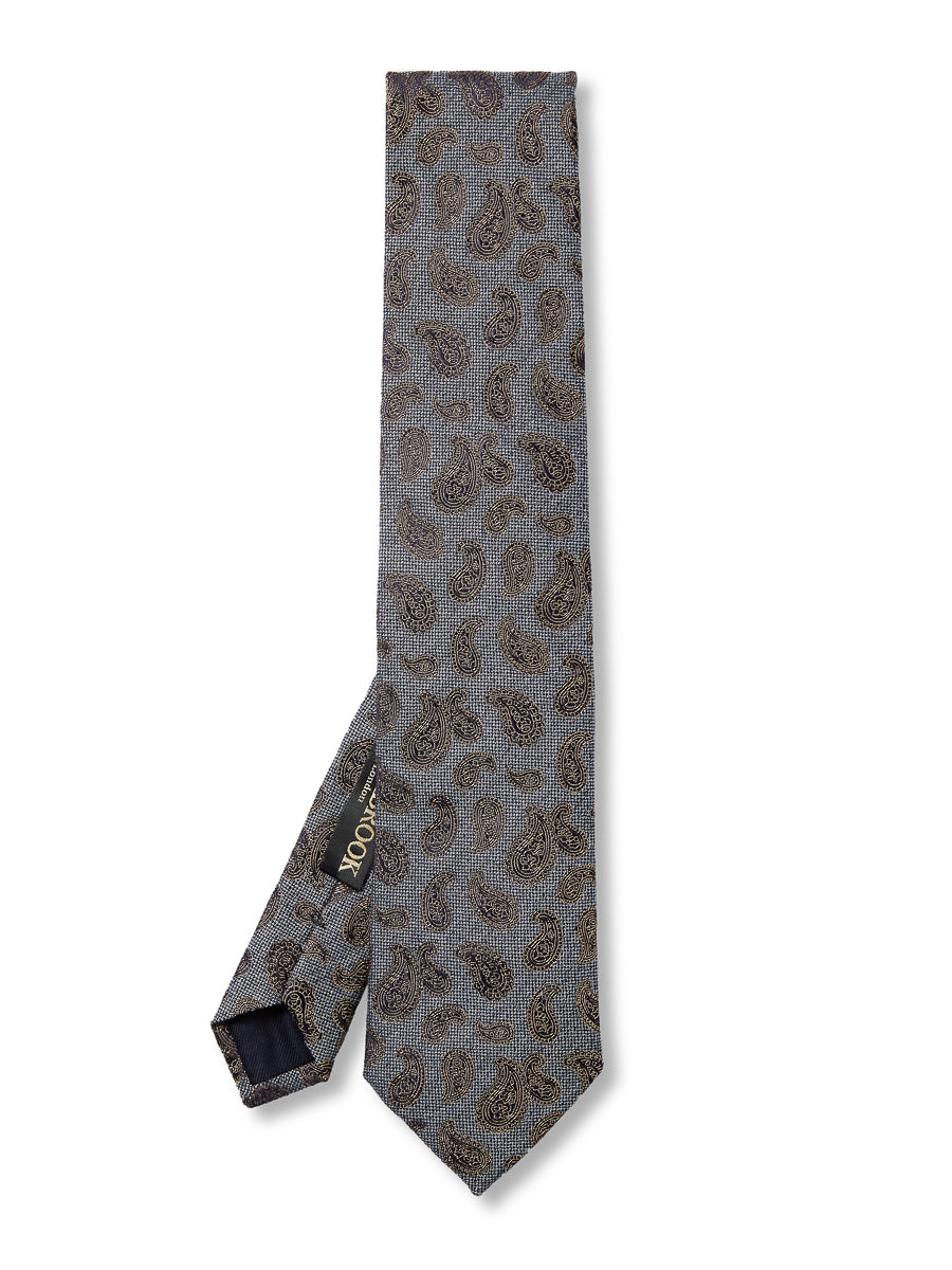 Slate Grey Durlston Paisley Silk/Wool Tie