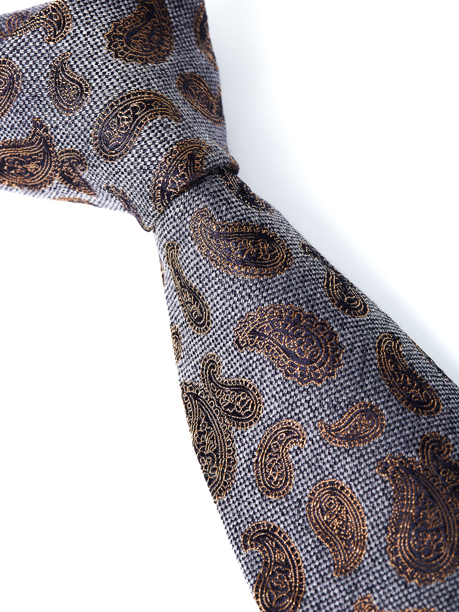 Slate Grey Durlston Paisley Silk/Wool Tie