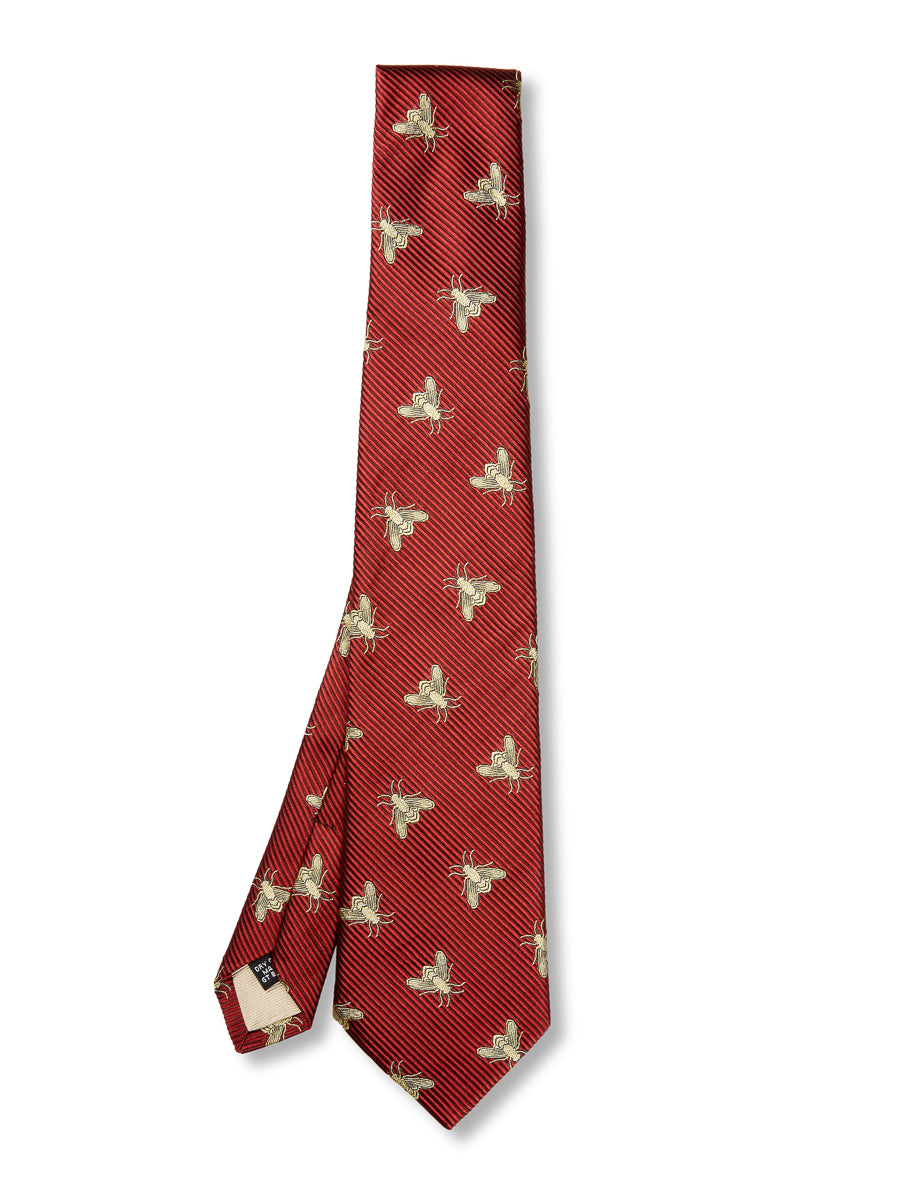 Red Gold Bees Silk Tie