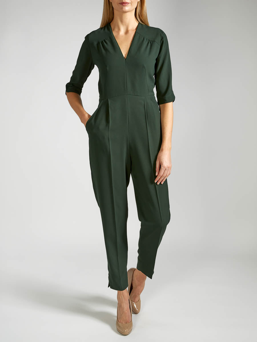 Tailored Jumpsuit Moss Saona Crepe Satin