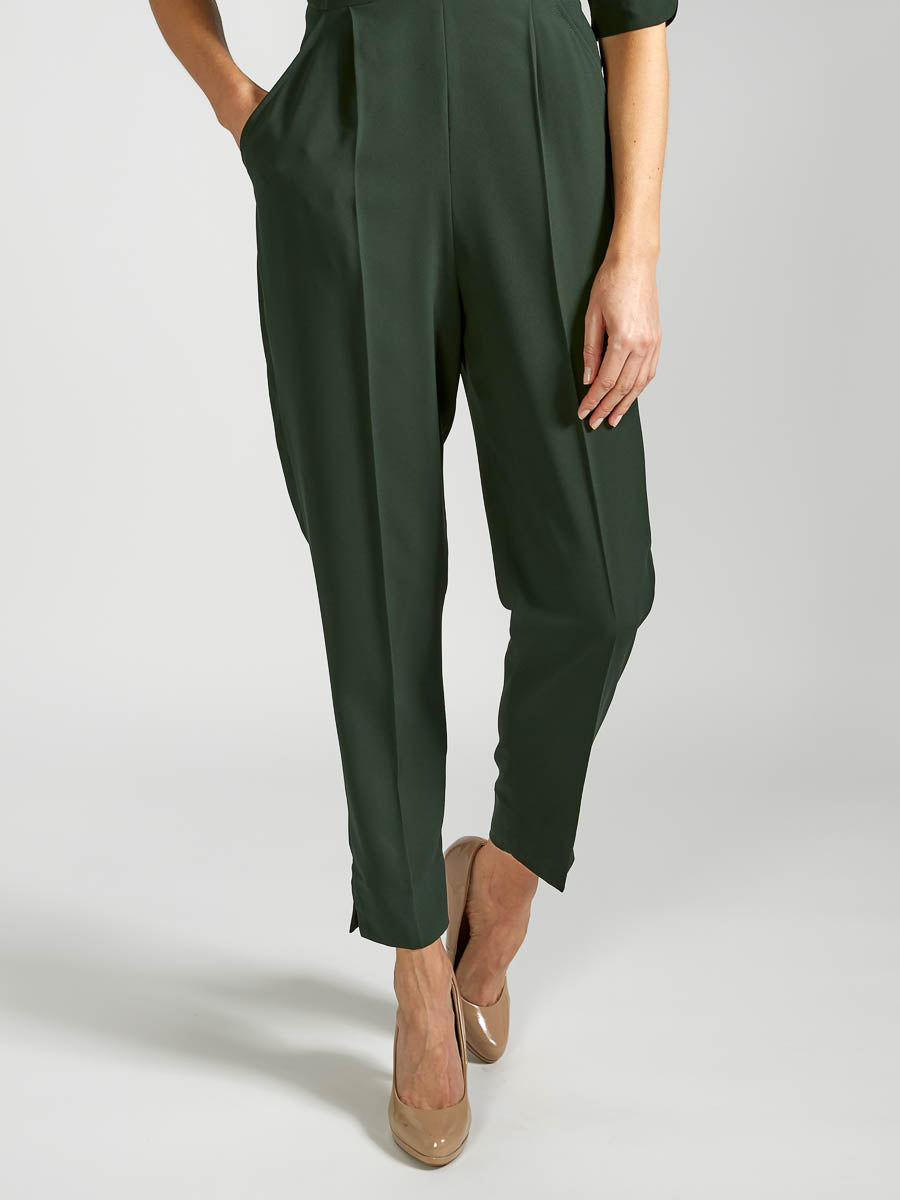 Tailored Jumpsuit Moss Saona Crepe Satin