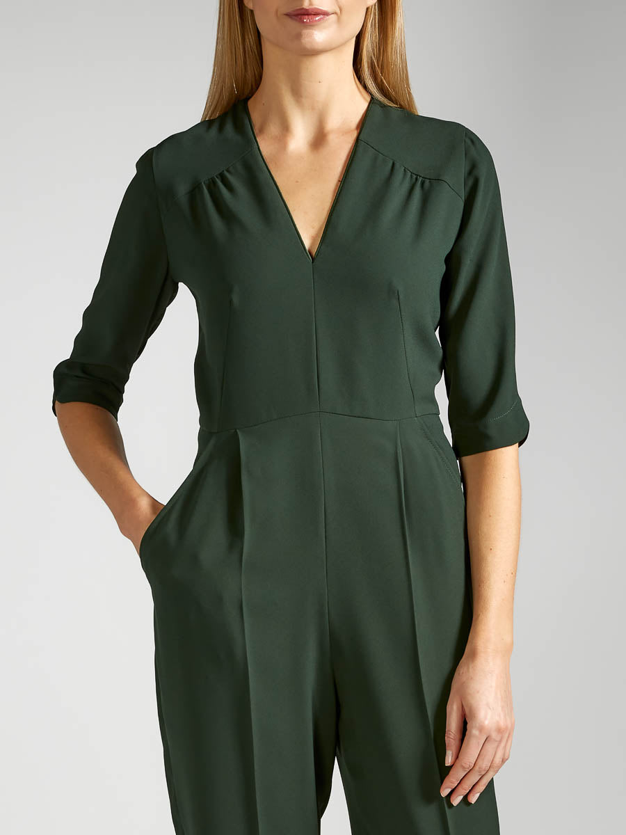 Tailored Jumpsuit Moss Saona Crepe Satin