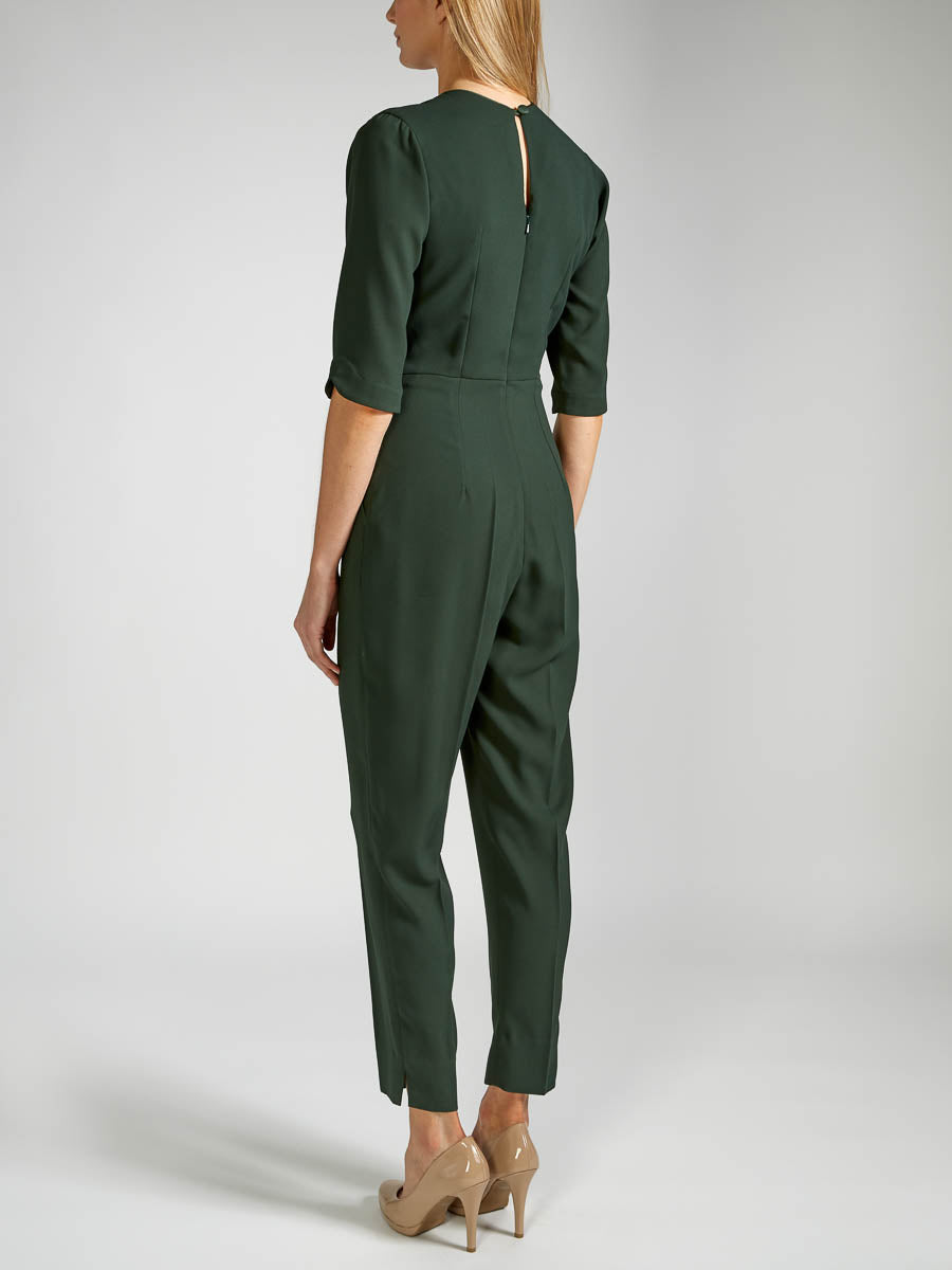 Tailored Jumpsuit Moss Saona Crepe Satin