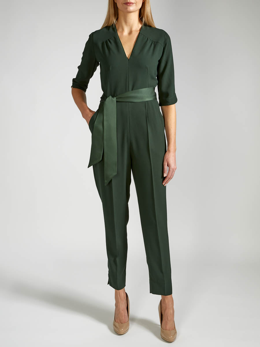 Tailored Jumpsuit Moss Saona Crepe Satin