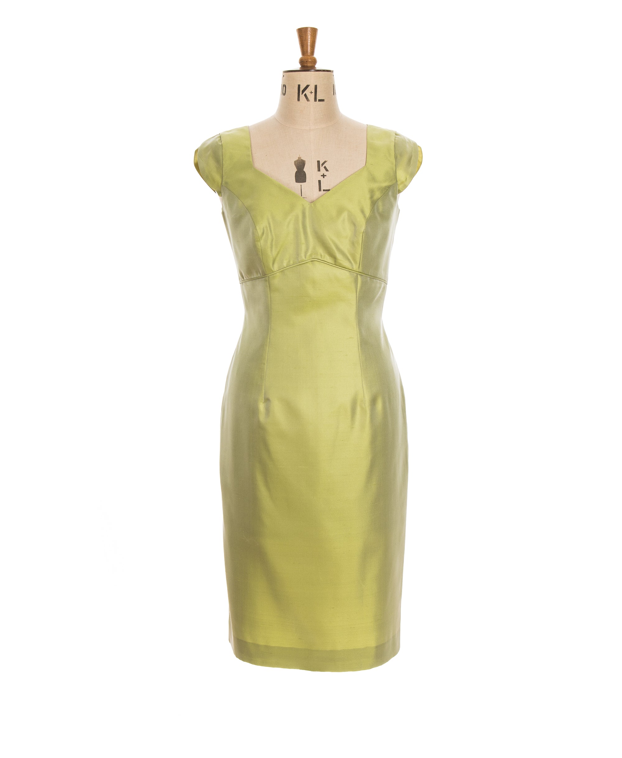 Theresa Dress Apple Green Reverse Plain Shantung
