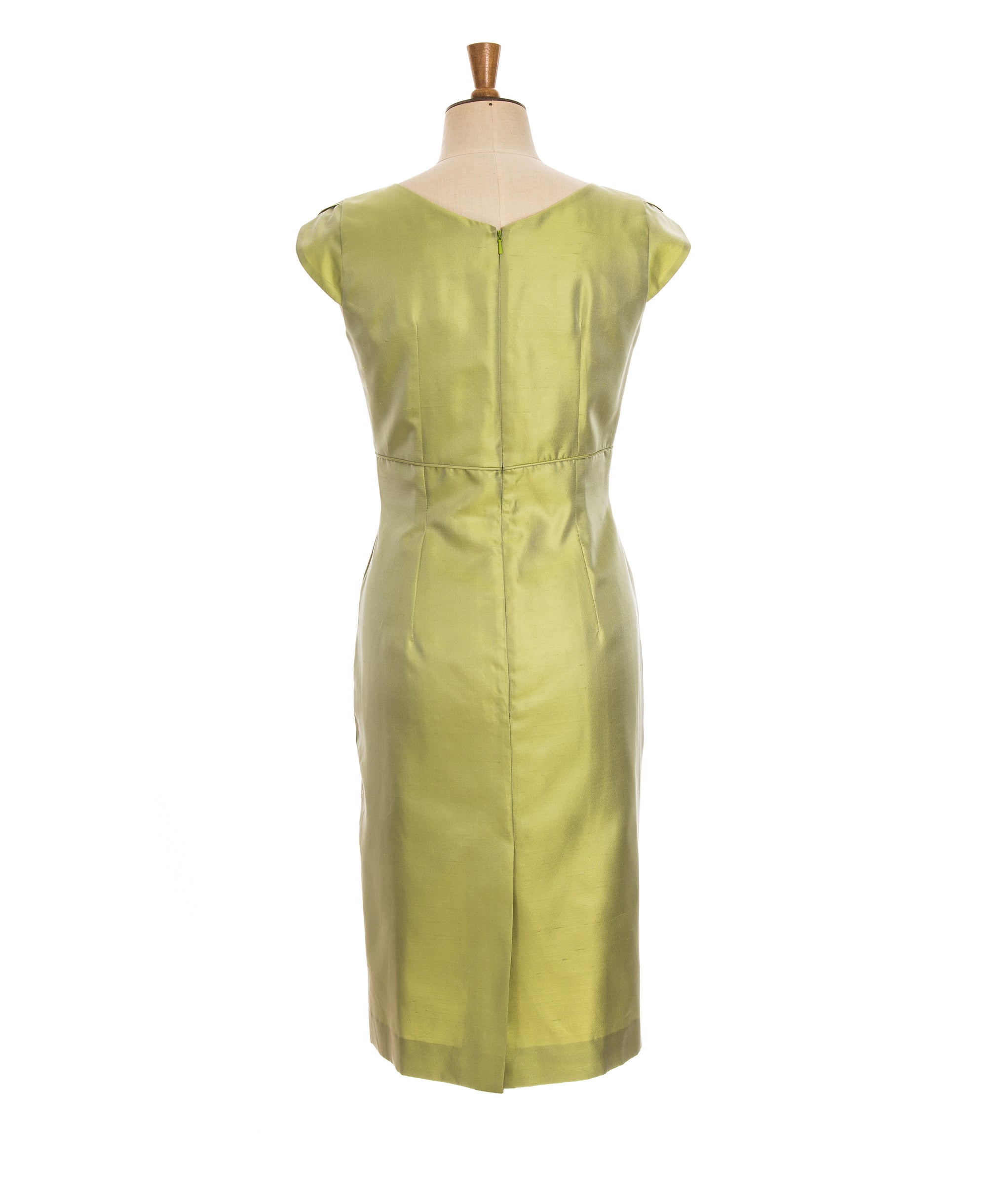 Theresa Dress Apple Green Reverse Plain Shantung
