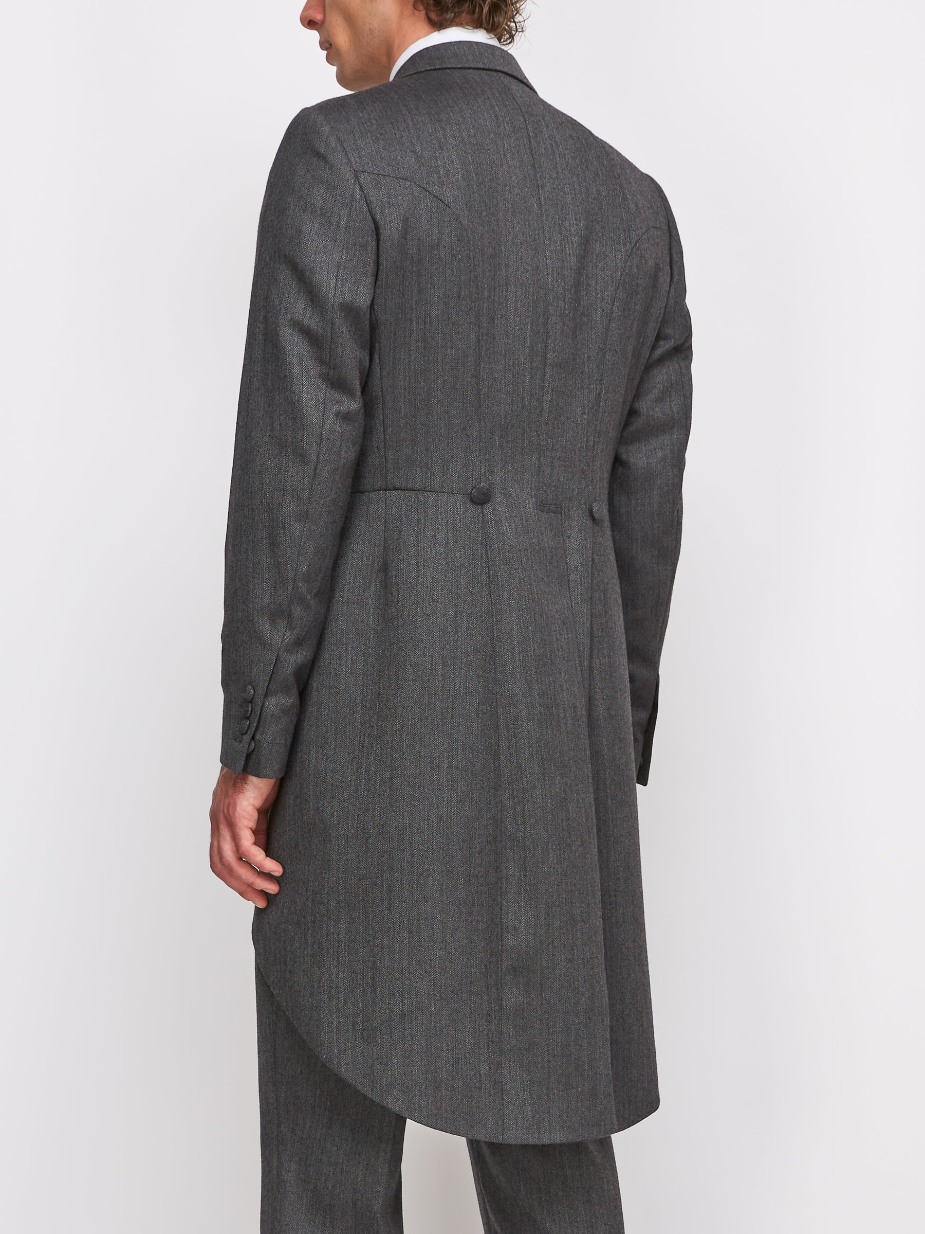 Grey Norfolk Herringbone Wool Morning Coat