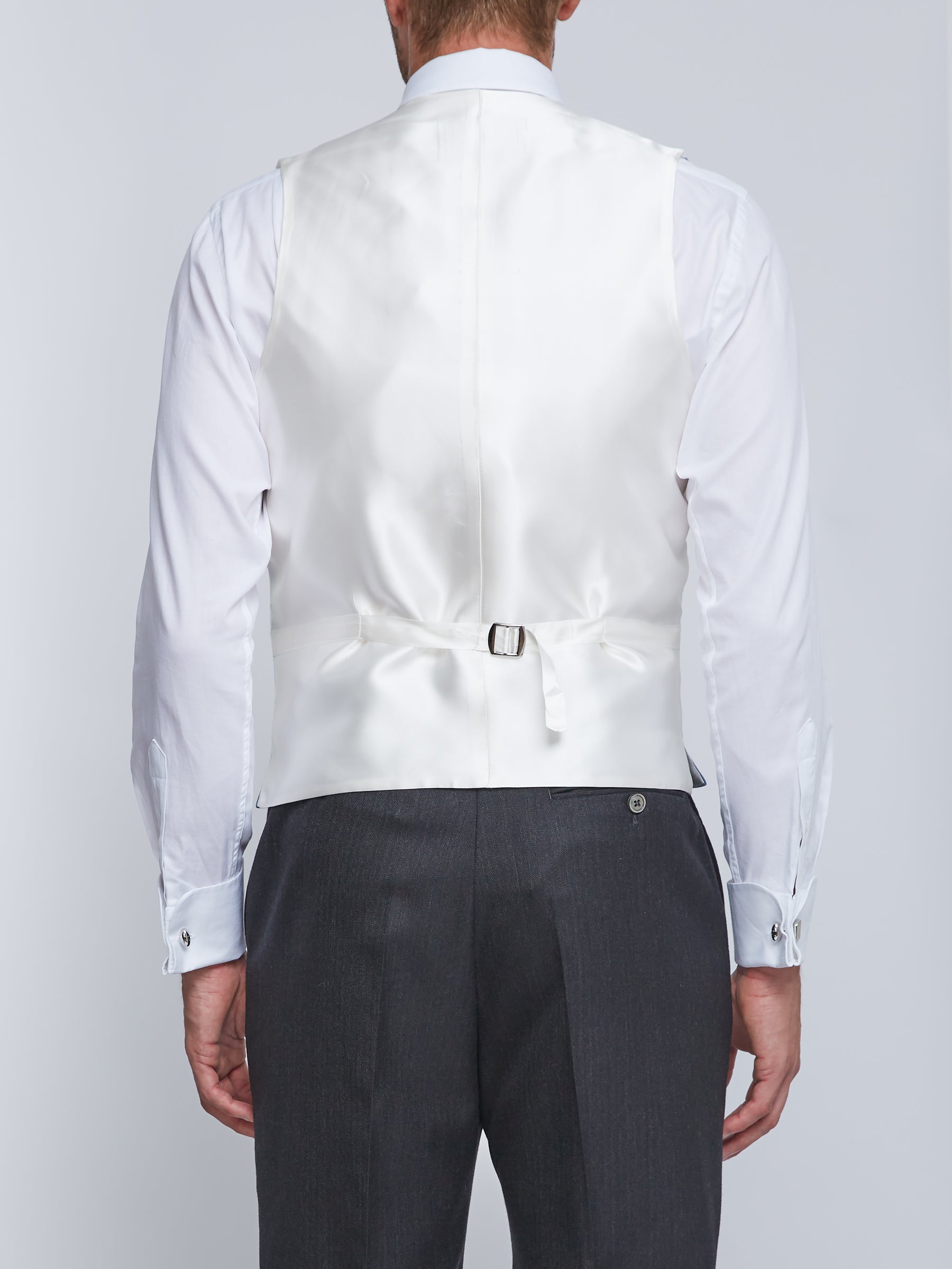 Pale Blue Gabardine Wool Double Breasted Waistcoat