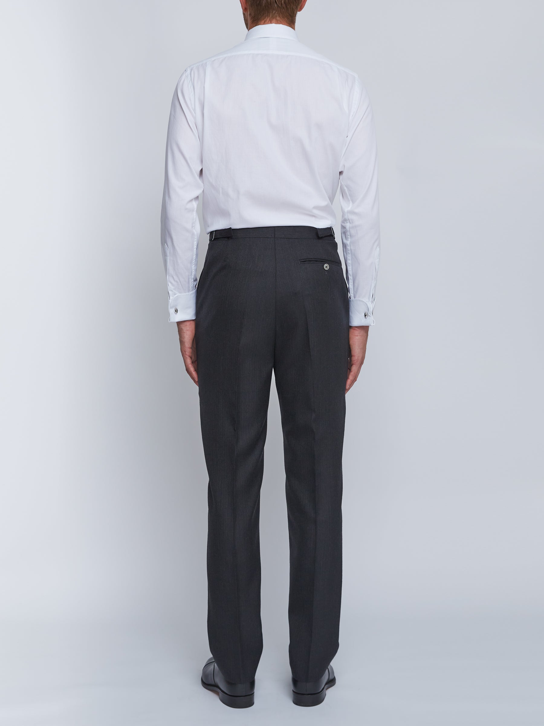 Charcoal Windsor Herringbone High Waisted Flat Front Trousers