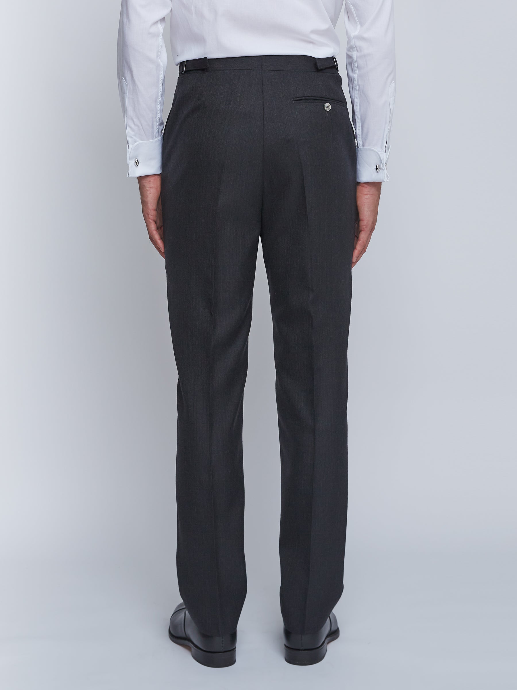 Charcoal Windsor Herringbone High Waisted Flat Front Trousers