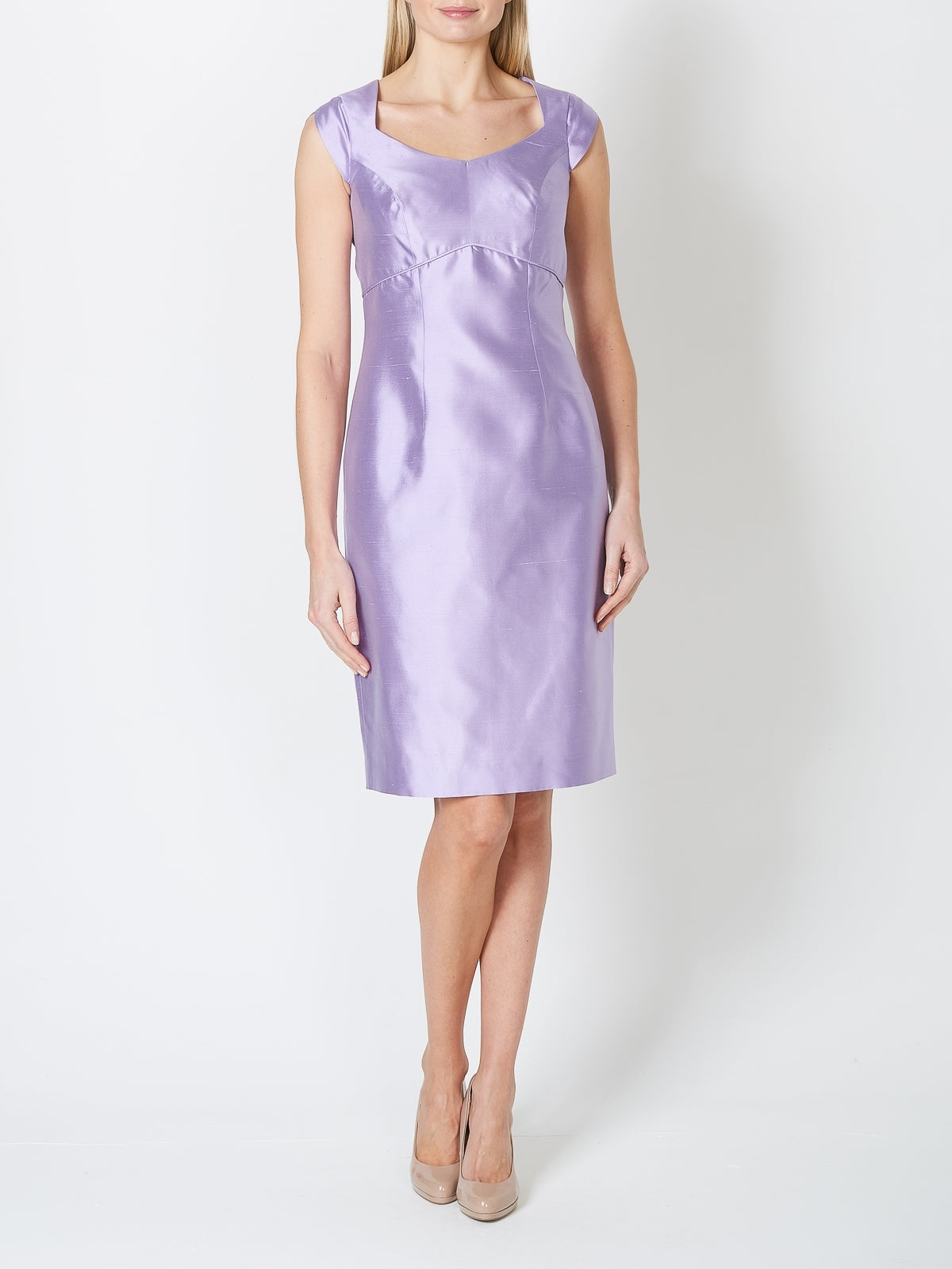 Josephine Dress Lilac Plain Shantung