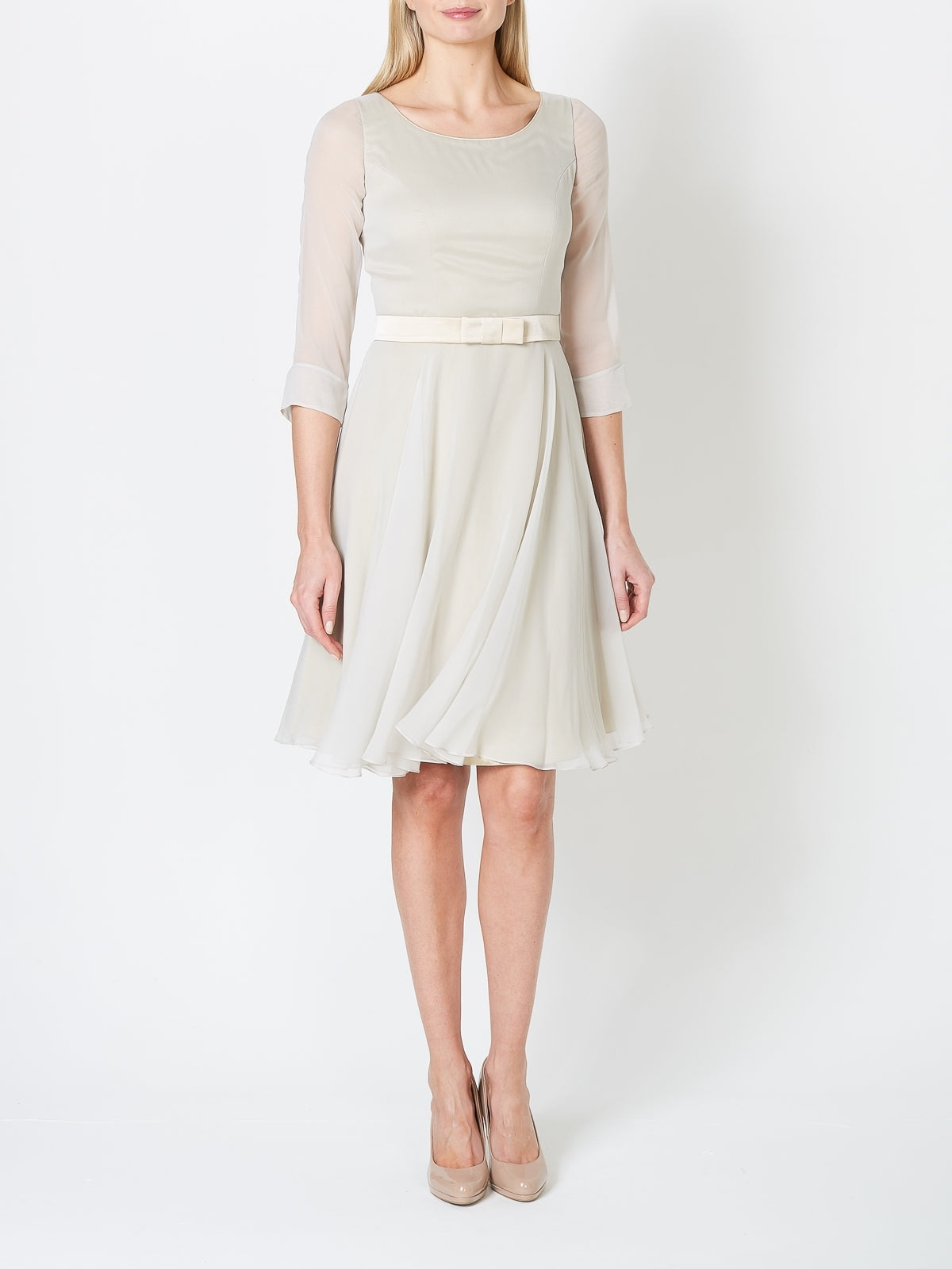 Plain white cheap knee length dress