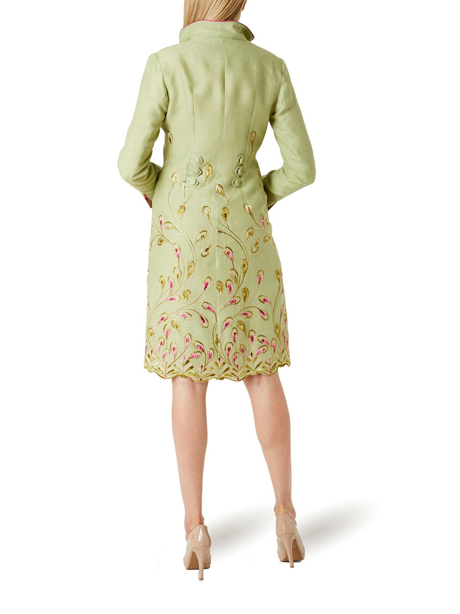 Westminster Coat Apple Green Lutyens Crease Resist Linen