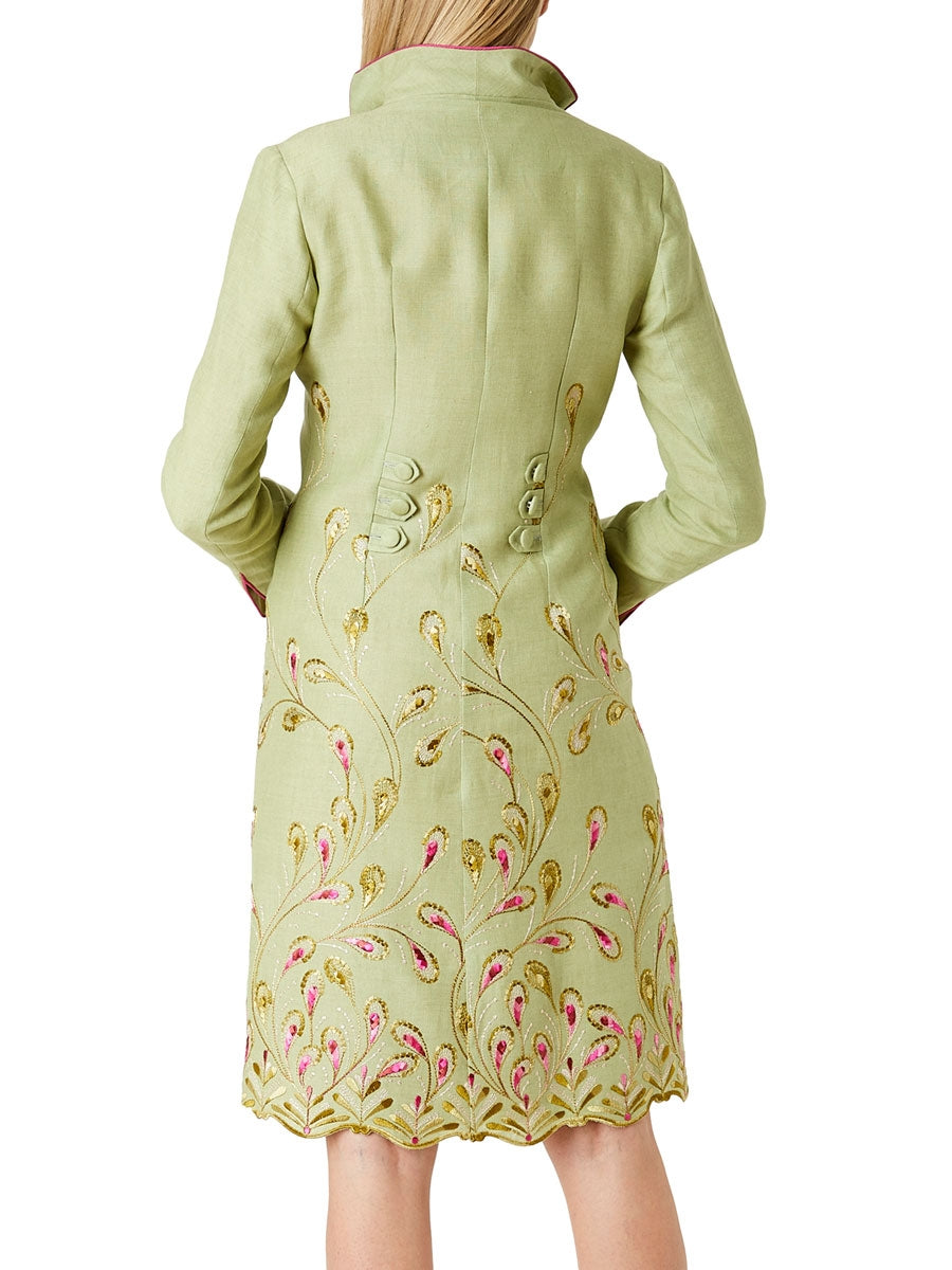 Westminster Coat Apple Green Lutyens Crease Resist Linen