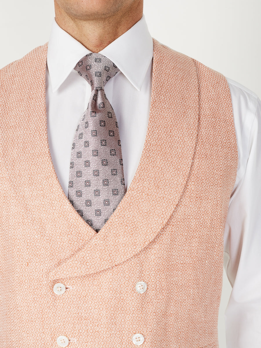Coral Culcross Linen Double Breasted 8 Button Shawl Lapel Waistcoat
