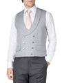 Grey Gabardine Wool Double Breasted 8 Button Shawl Lapel Waistcoat