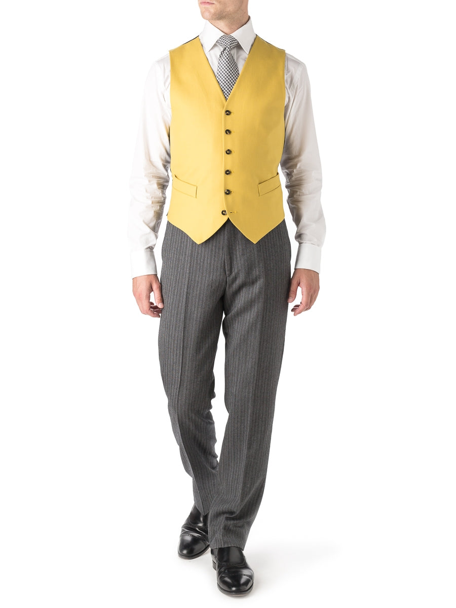 Butterscotch Yellow Wool Single Breasted 6 Button Waistcoat