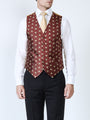 Red Gold Bees Silk Single Breasted 6 Button Waistcoat