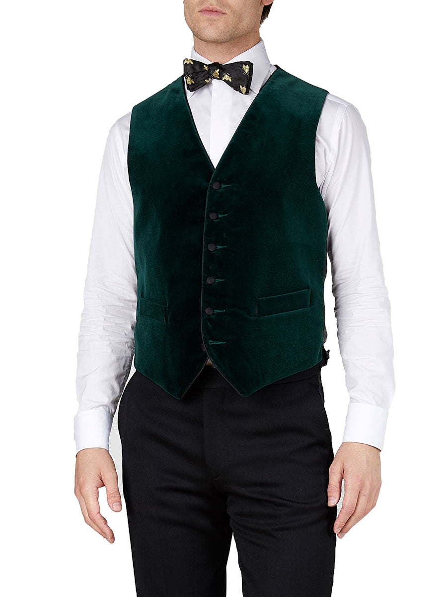 Emerald Green Tuxedo Vest Set With Tie, Bowtie & Hanky – Men's Microfiber, Sizes XS To 6XL
