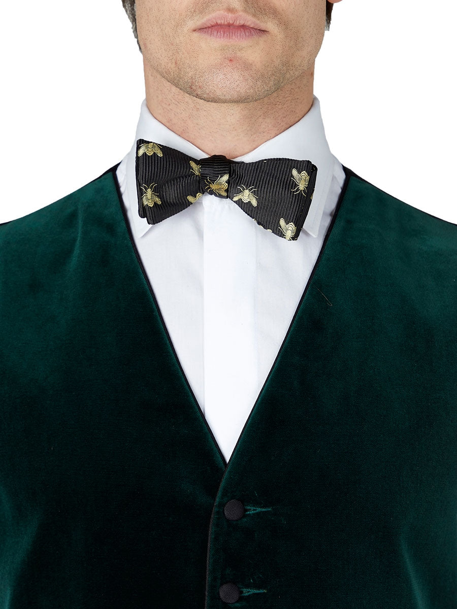 Racing Green Velvet Cotton Single Breasted 6 Button Piped Waistcoat