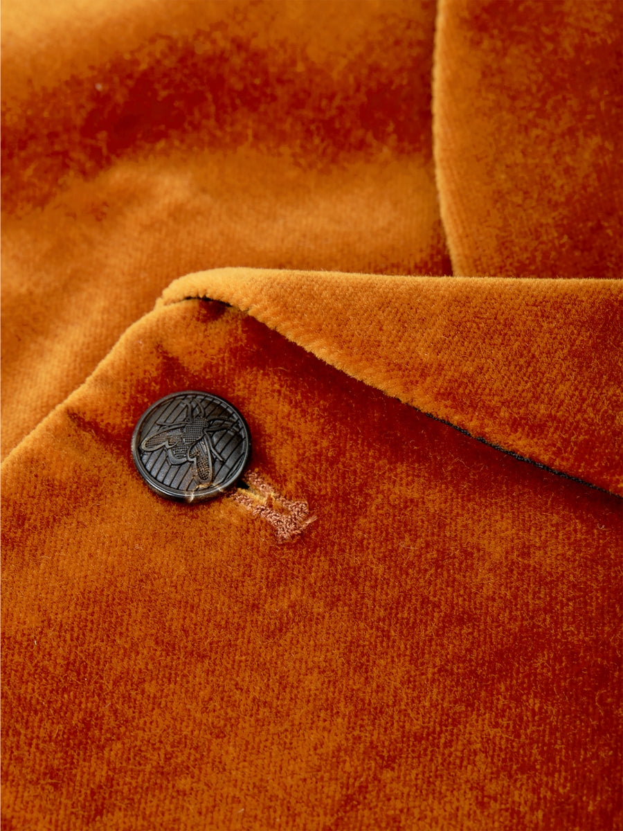 Rust Velvet Cotton Double Breasted 8 Button Shawl Lapel Waistcoat