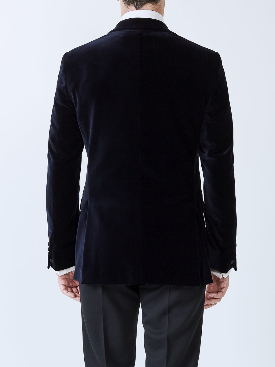 Navy Velvet Cotton Dinner Jacket