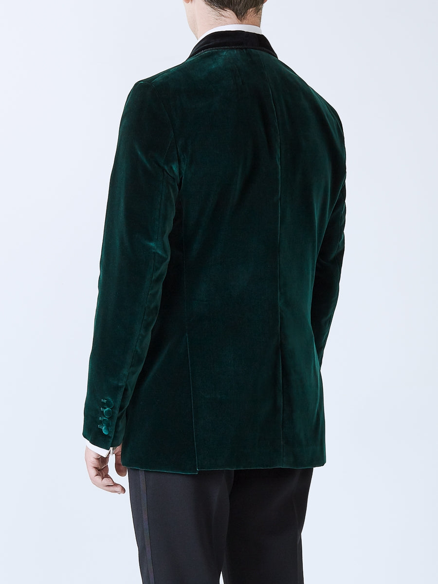 Racing Green Velvet Single Breasted Grosvenor Smoking Jacket