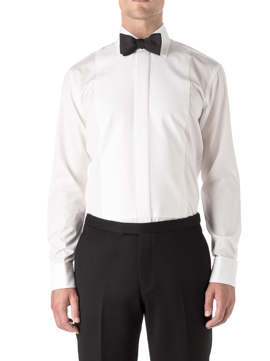 White Marcella Poplin Cotton Bib Front Dress Shirt