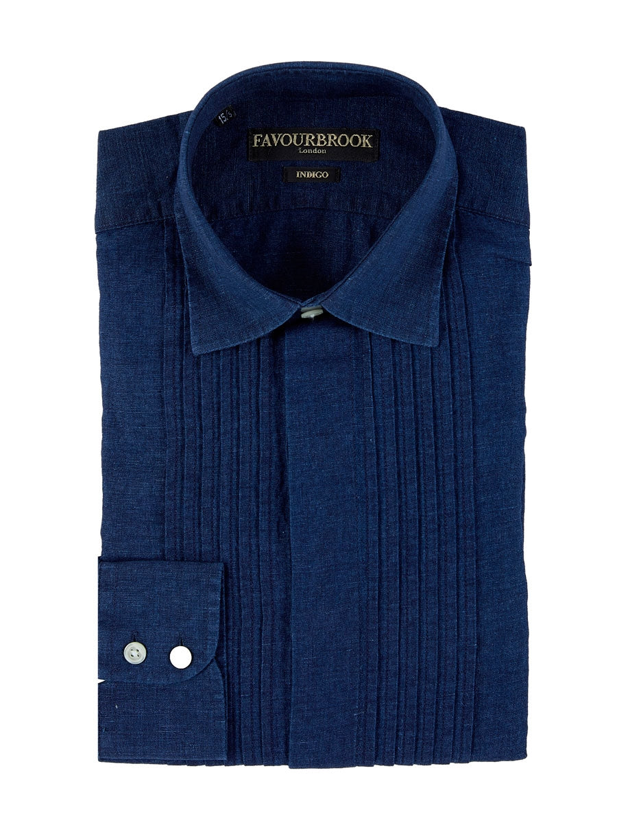 Indigo Rockwell Linen Pintuck Dress Shirt