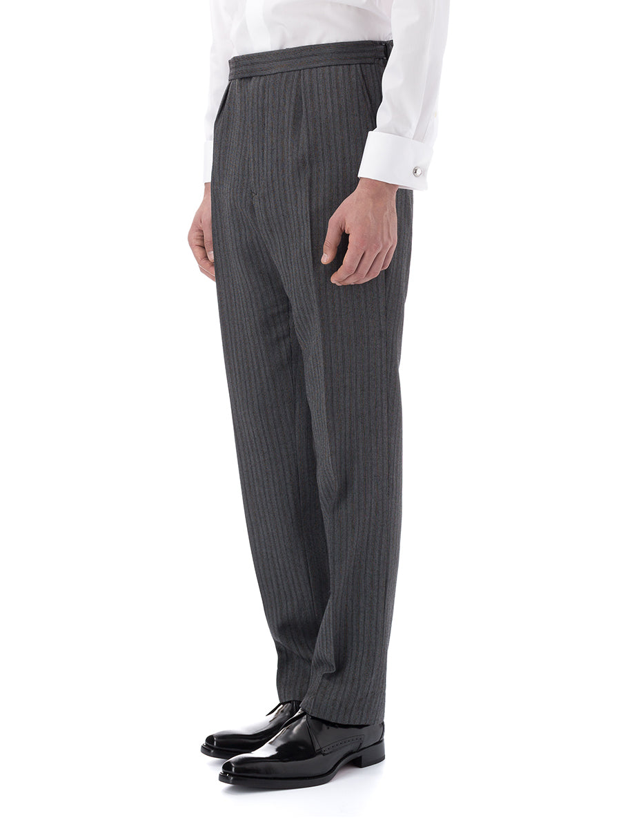 Grey Westminster Stripe Wool Cavalry Trousers