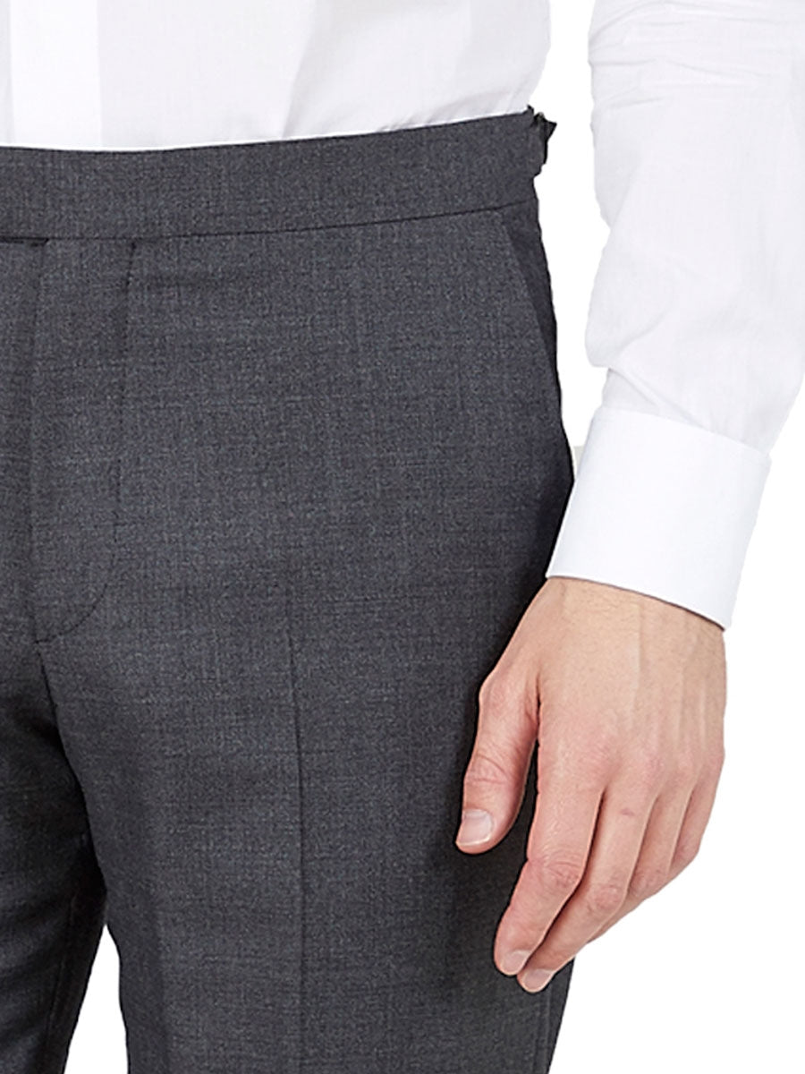 Charcoal Wellington Wool Flat Front Trouser