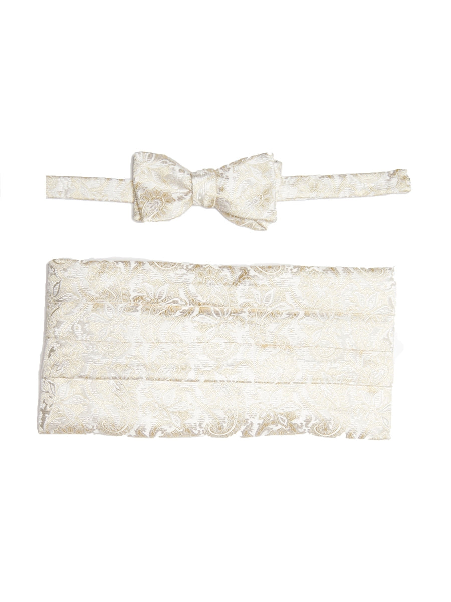 Ivory Albert Silk Pleated Cummerbund & Bow Tie Set