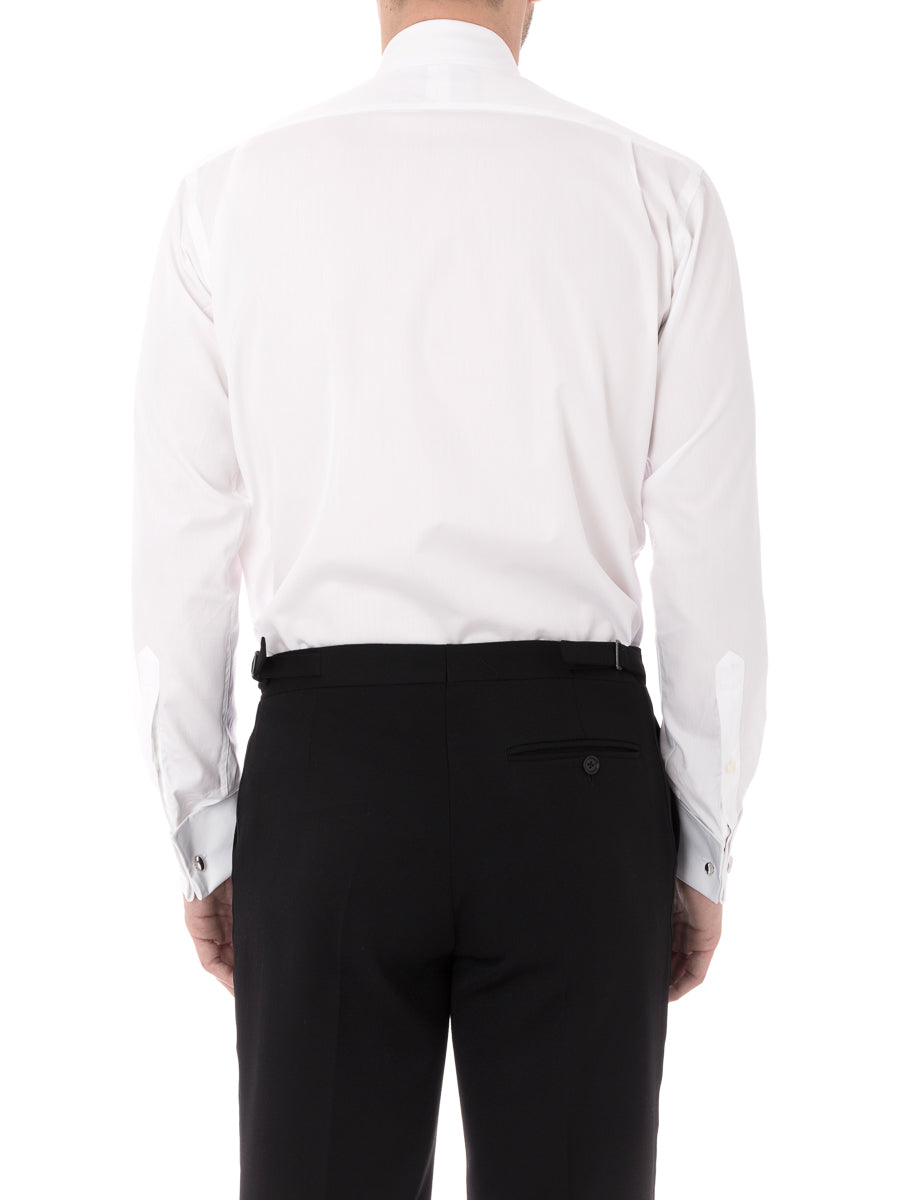 White Poplin Pleated Pintuck Dress Shirt